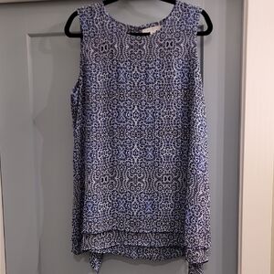 Fever Blue and White Patterned Top